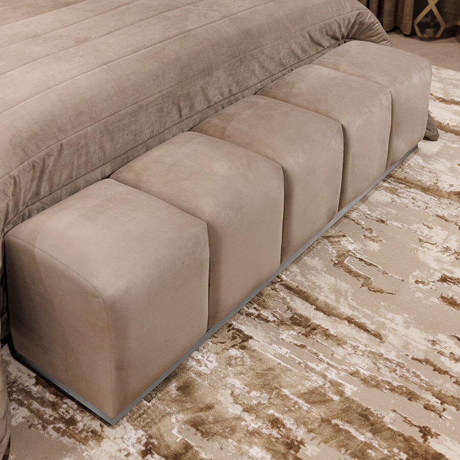 Praline Luxury Velvet & Silver Upholstered Bench Made to Order Bench