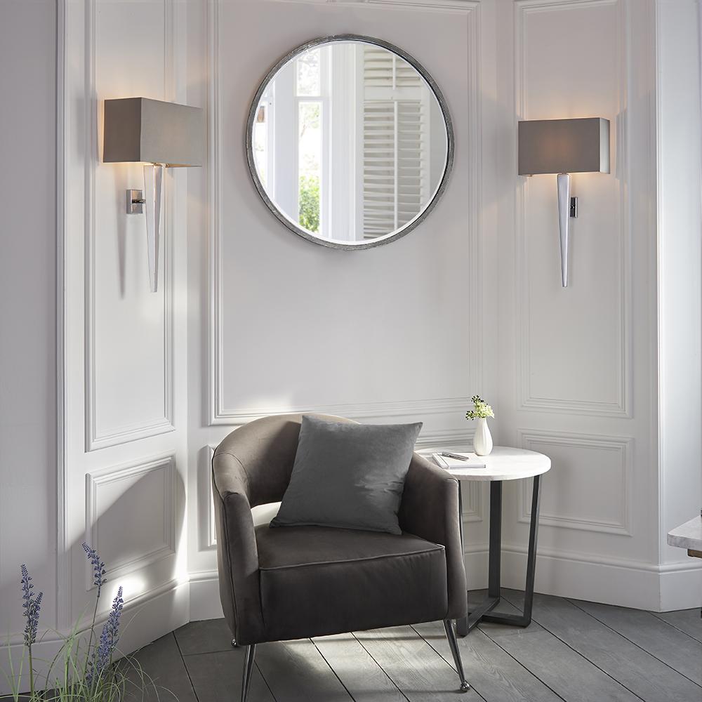 Reign Silver Wall Light With Neutral Shade Lighting
