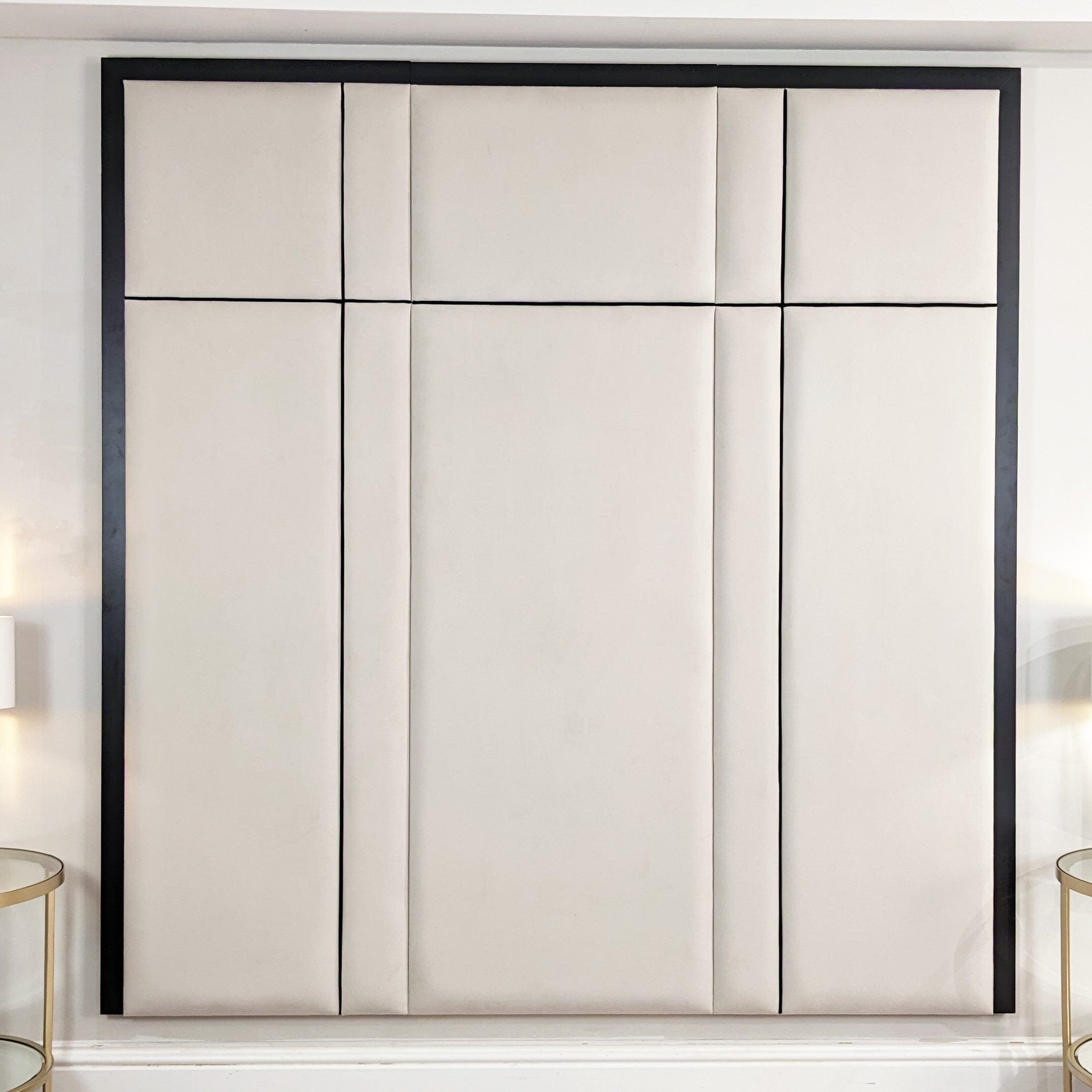 Savoy Cream and Black Luxury Piped Velvet Headboard