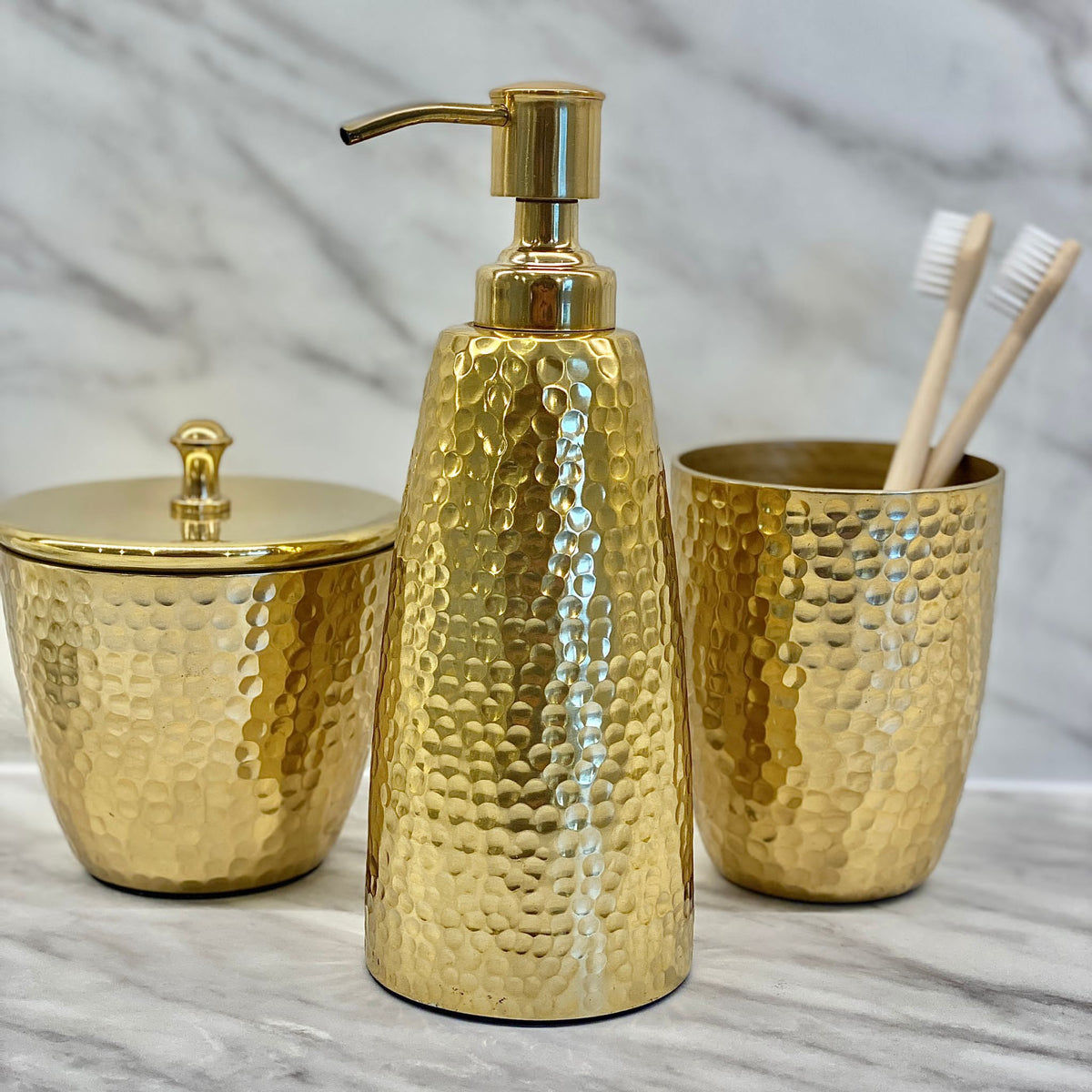 Sierra Hammered Gold Finish Soap Dispenser Bathroom