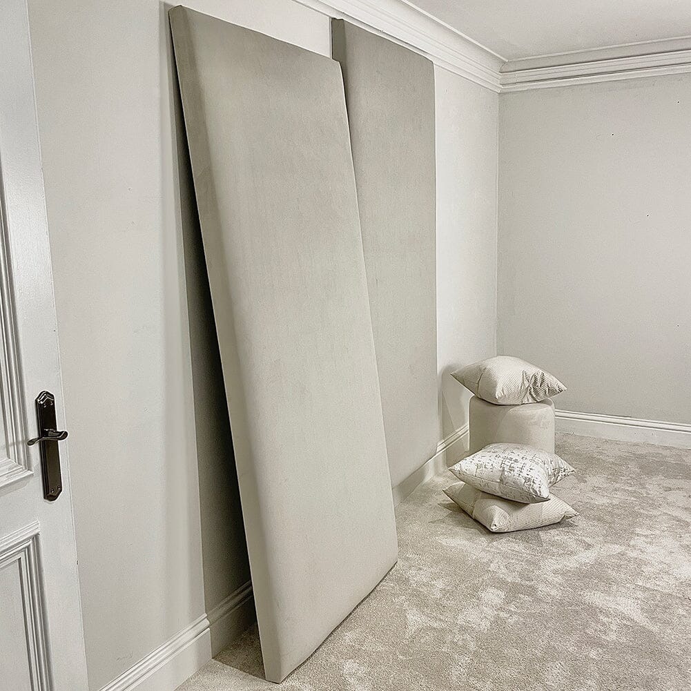Smoke Grey Velvet Double Width Wall Hanging Headboard Panel - 90cm Made to Order Headboard