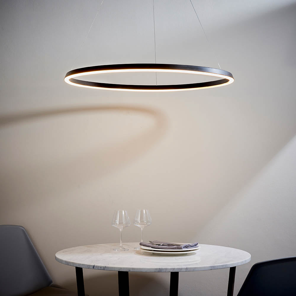 Taylin Black Halo LED Pendant Ceiling Light Lighting