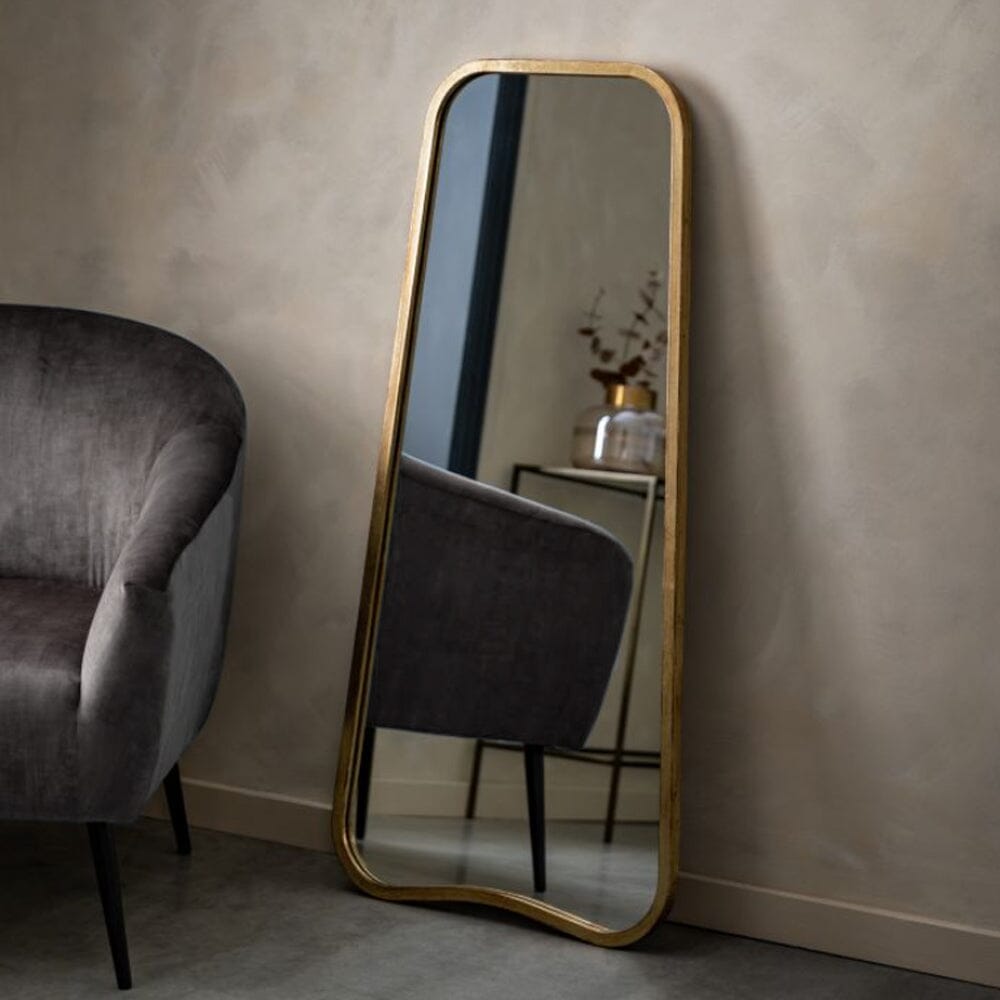 Tesora Gold Curved Leaner Mirror - 123cm Mirror