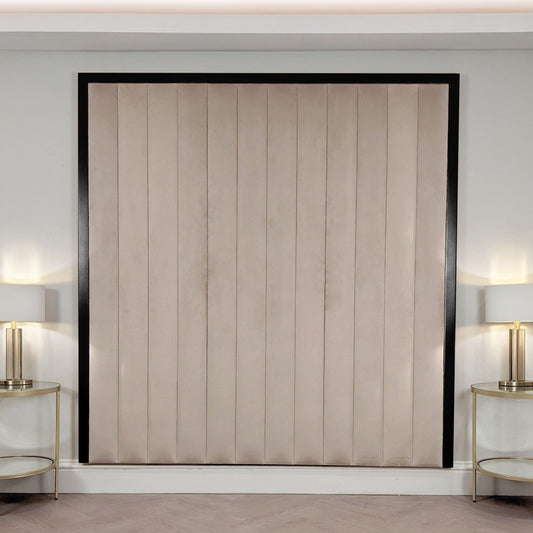 Valentina Praline & Black Channelled Headboard MTO Headboard