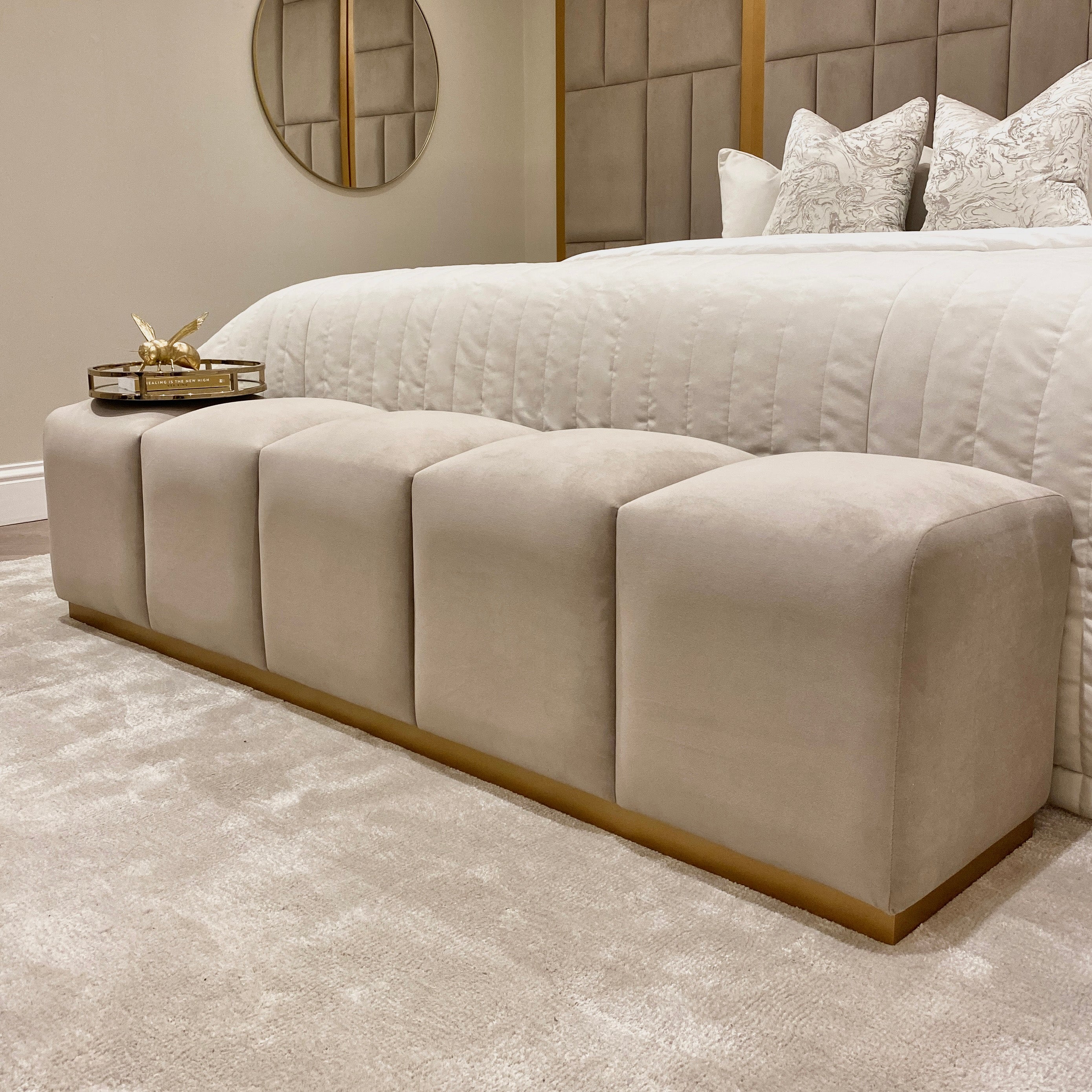 Venus Mink & Gold Premium Upholstered Bench Furniture