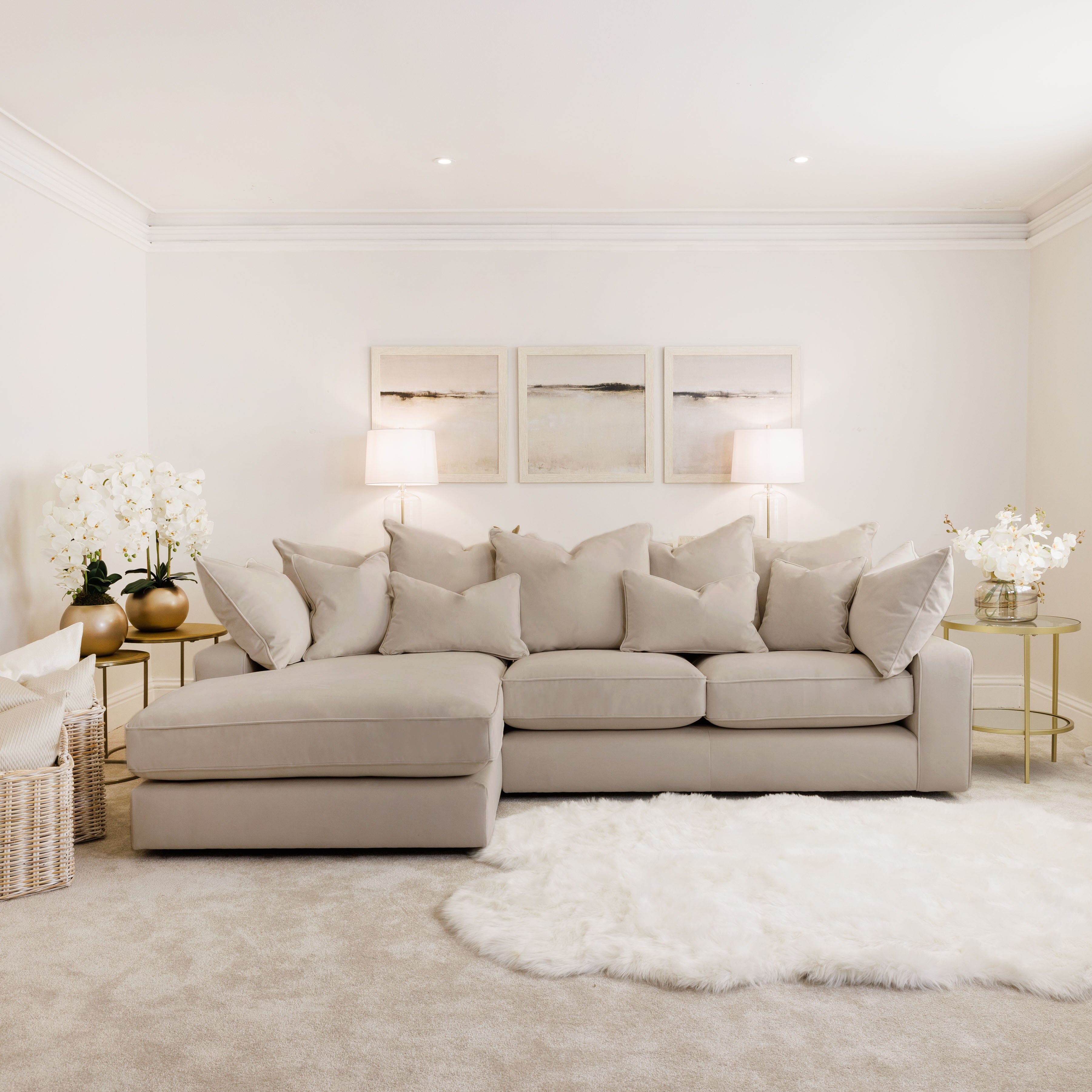 Shop Victoria Mink Velvet Pillow Back Sofa Range – Rowen Homes