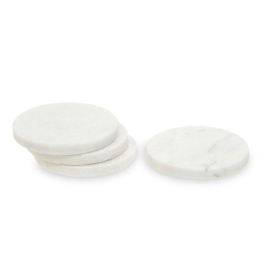 Whitney Round White Marble Coasters - Set of 4