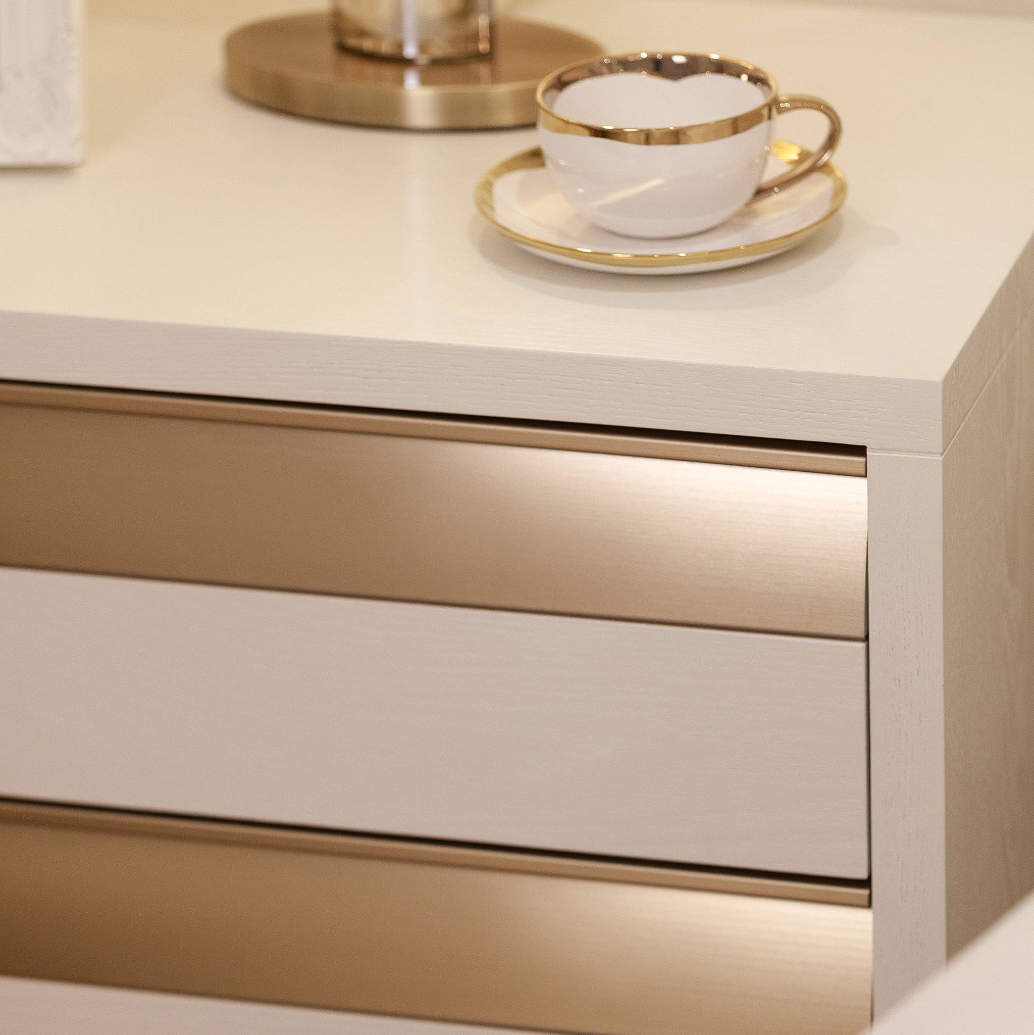 Zayd White & Bronze Premium Large Side Table End and Side Table