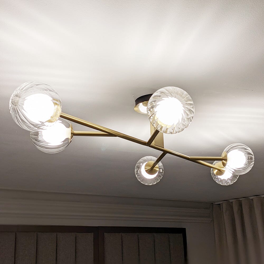 Zayla 6 Light Semi-Flush Brass Ceiling Light Lighting