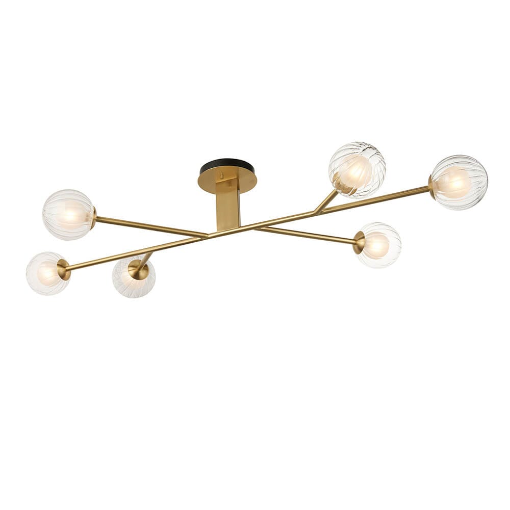 Zayla 6 Light Semi-Flush Brass Ceiling Light Lighting