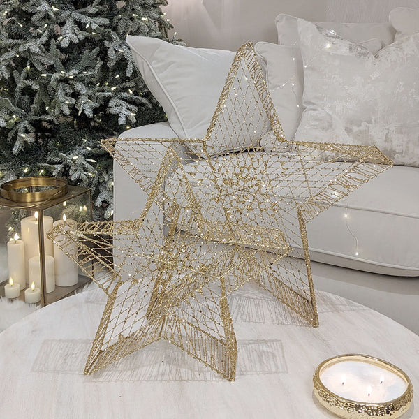 Trinity Set of 2 Gold Star Decorative Baskets