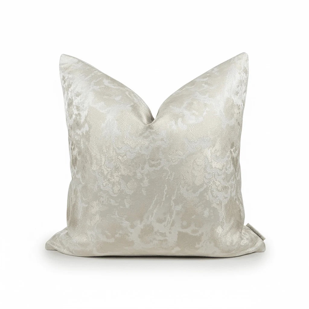 Yasmin Gold & Cream Metallic Cloud Print Cushion Cover - 50x50cm