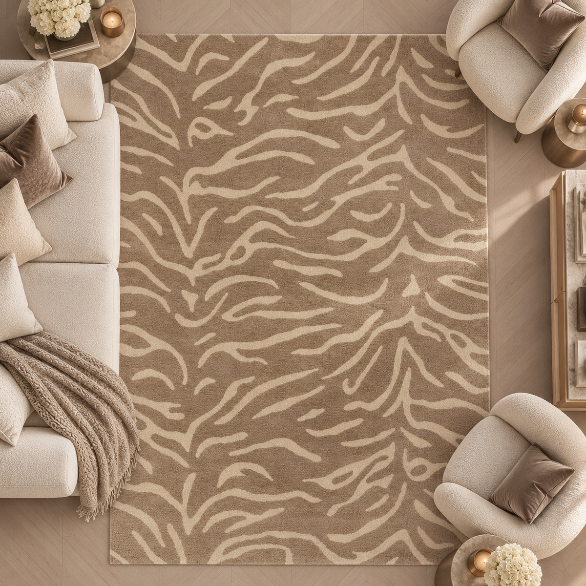 Sahara Taupe Tiger Print Rug