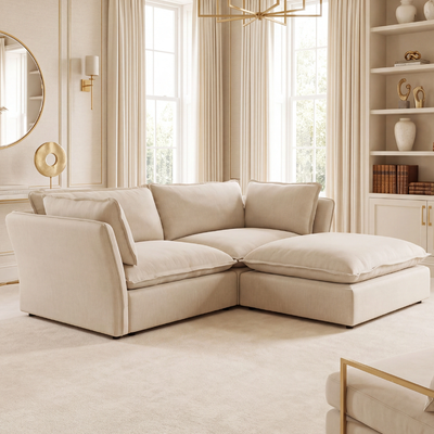 Mallow Coastal Weave 2 Seater Sofa with Storage Footstool