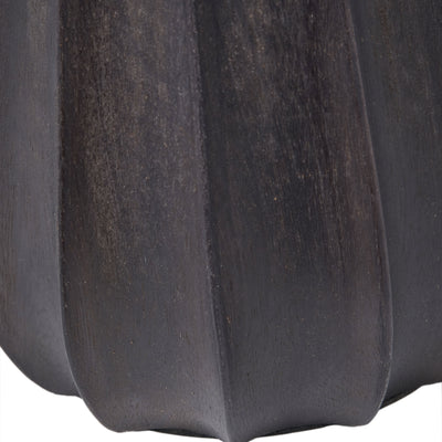 Kimpala Black Tall Textured Wooden Table Lamp with Cream Shade
