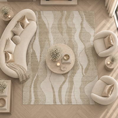 Anya Beige Abstract Wave Rug