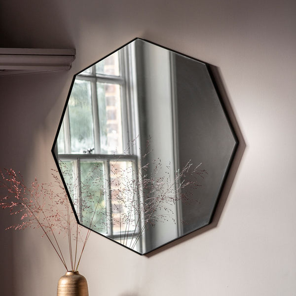 Antonia Octagonal Black Framed Wall Mirror