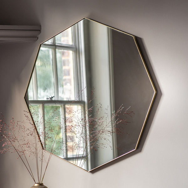 Antonia Octagonal Champagne Gold Framed Wall Mirror