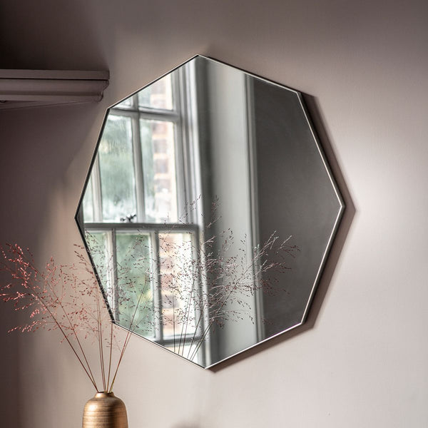 Antonia Octagonal Silver Framed Wall Mirror