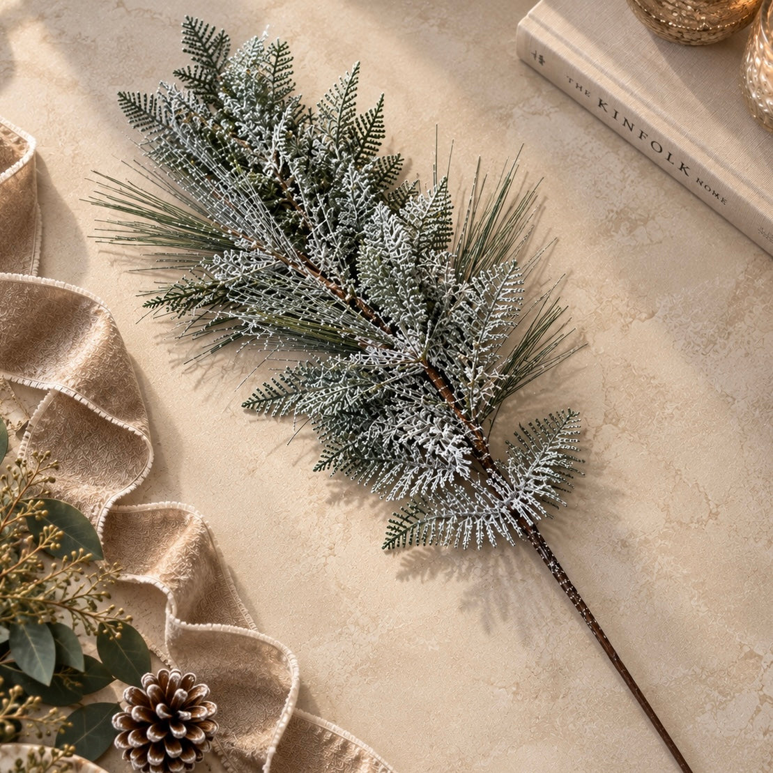 Faux Frosted Fern Single Stem Foliage