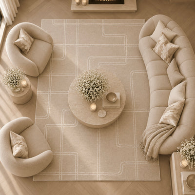 Geneva Sand Wool Linear Patterned Rug