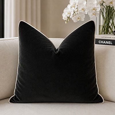 Juniper Black & Cream Velvet Feather Filled Cushion - 45x45cm