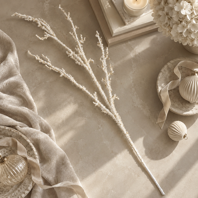 Faux Snowy Single Stem Branch
