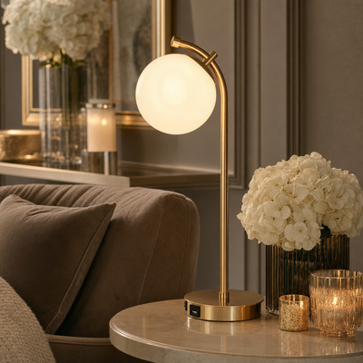 Poki Gold Orb Table Lamp