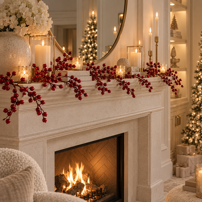Faux Red Berry Decorative Garland - 1.8m