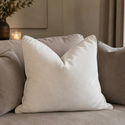 Juniper Cream Velvet Feather Filled Cushion - 45x45cm