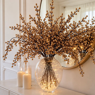 Faux Metallic Gold Berry Single Stem