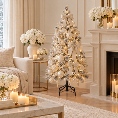 Flocked Pine 4ft Pre-lit LED Christmas Tree