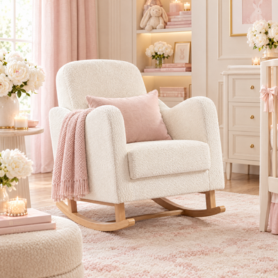 Noemi Snow Boucle Rocking Nursing Chair