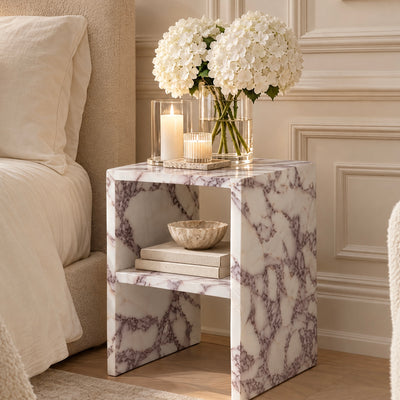 Venessia Calacatta Marble Effect Bedside Table