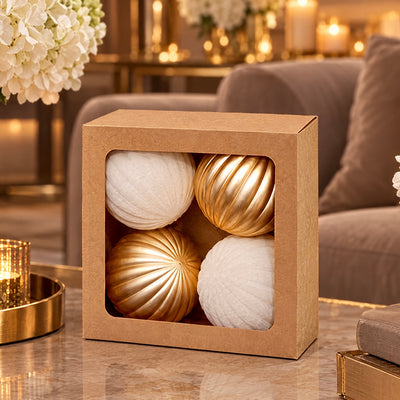Champagne & Gold Baubles - Set of 4