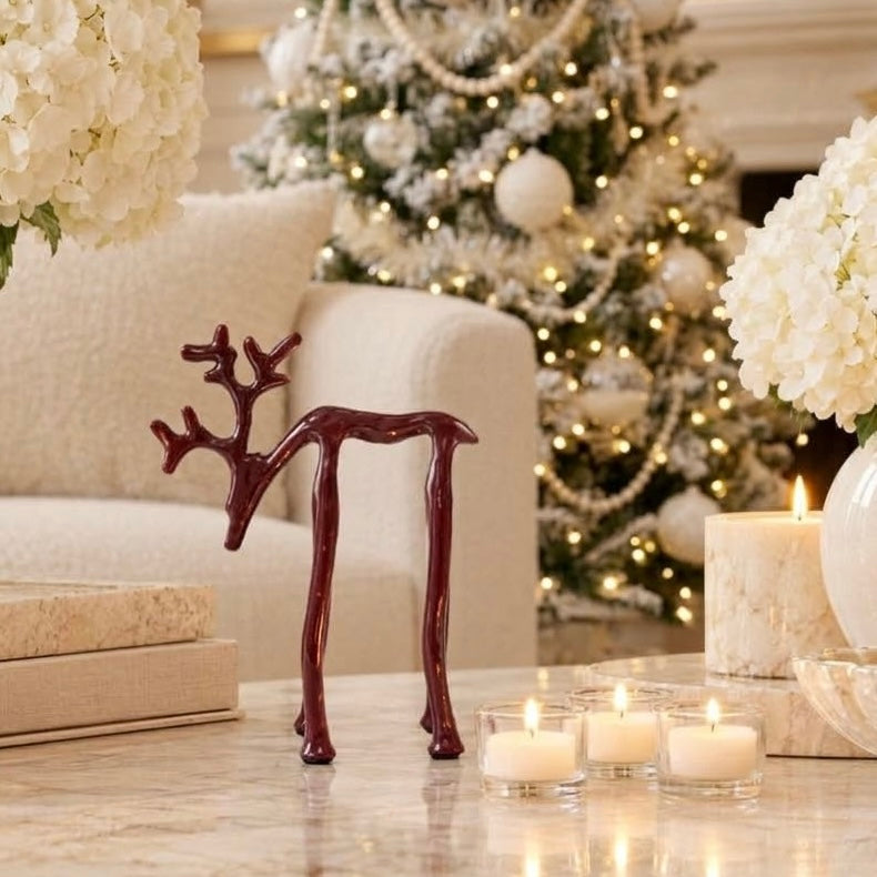Burgundy Standing Reindeer Ornament