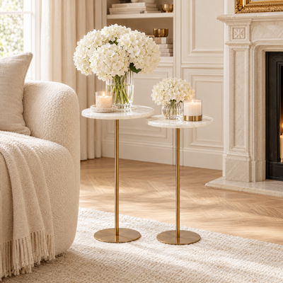 Lizia Cream & Gold Nesting Side Tables - Set of 2