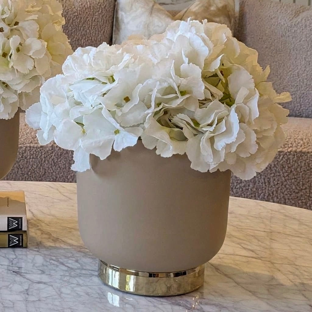 Cinzia Ceramic Taupe & Gold Planter
