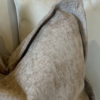 Souffle Taupe Woven Cushion with Oxford Border - 50x50cm