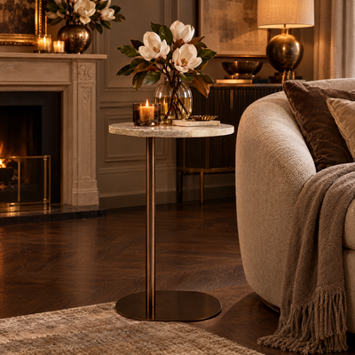 Mina Agate Marble Top Bronze Side Table