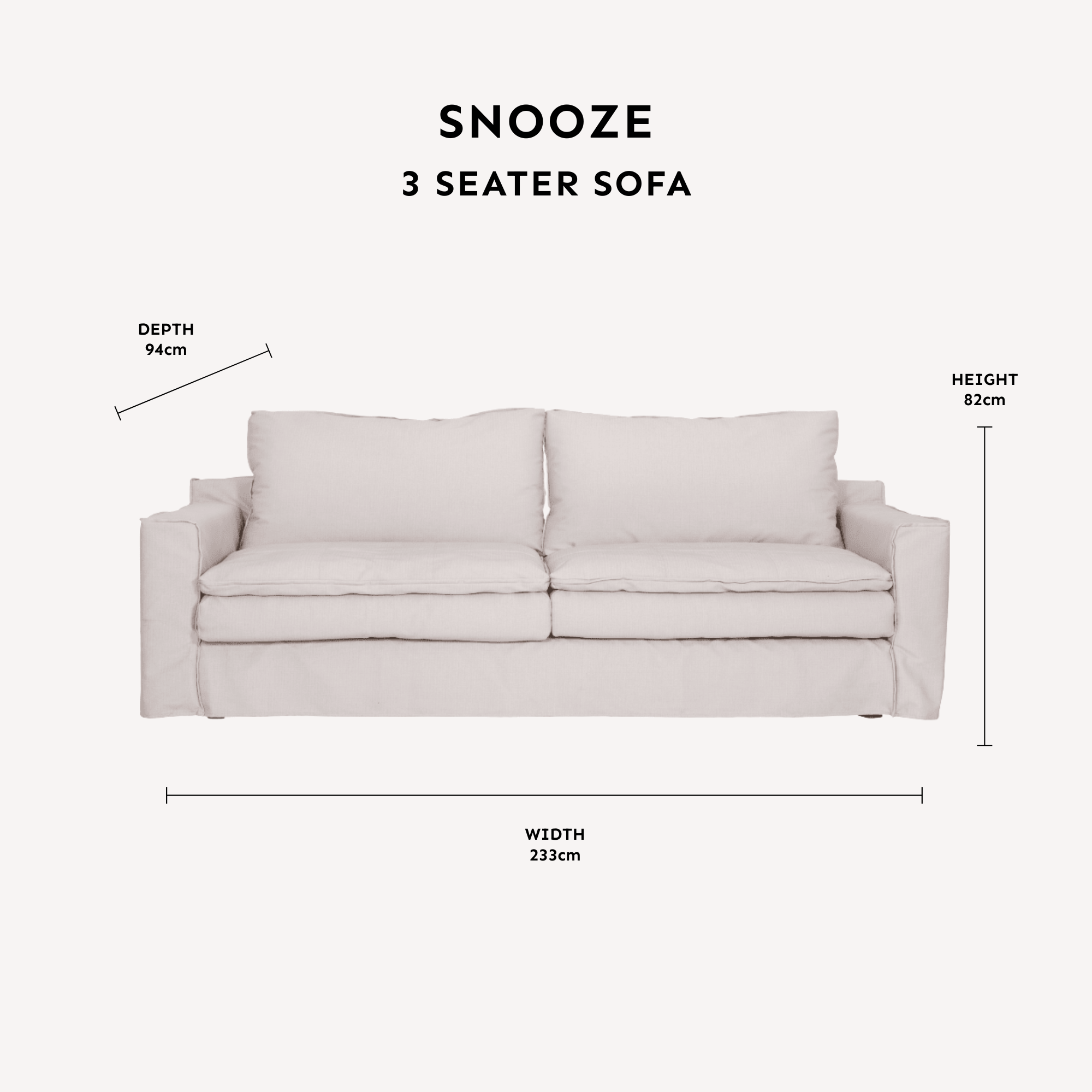 Snooze Sand Textured Squashy 3 Seater Sofa & Footstool dimensions