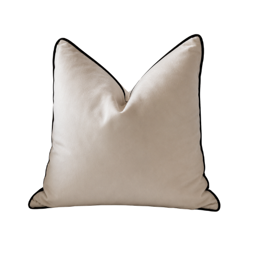 Juniper Cream & Black Velvet Feather Filled Cushion - 45x45cm
