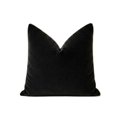 Juniper Black & Cream Velvet Feather Filled Cushion - 45x45cm