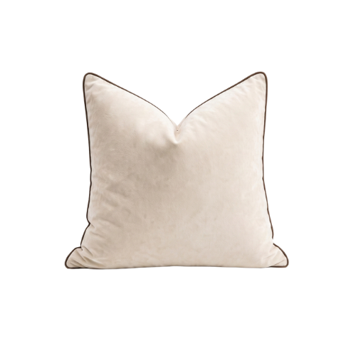 Juniper Cream & Chocolate Velvet Feather Filled Cushion - 45x45cm