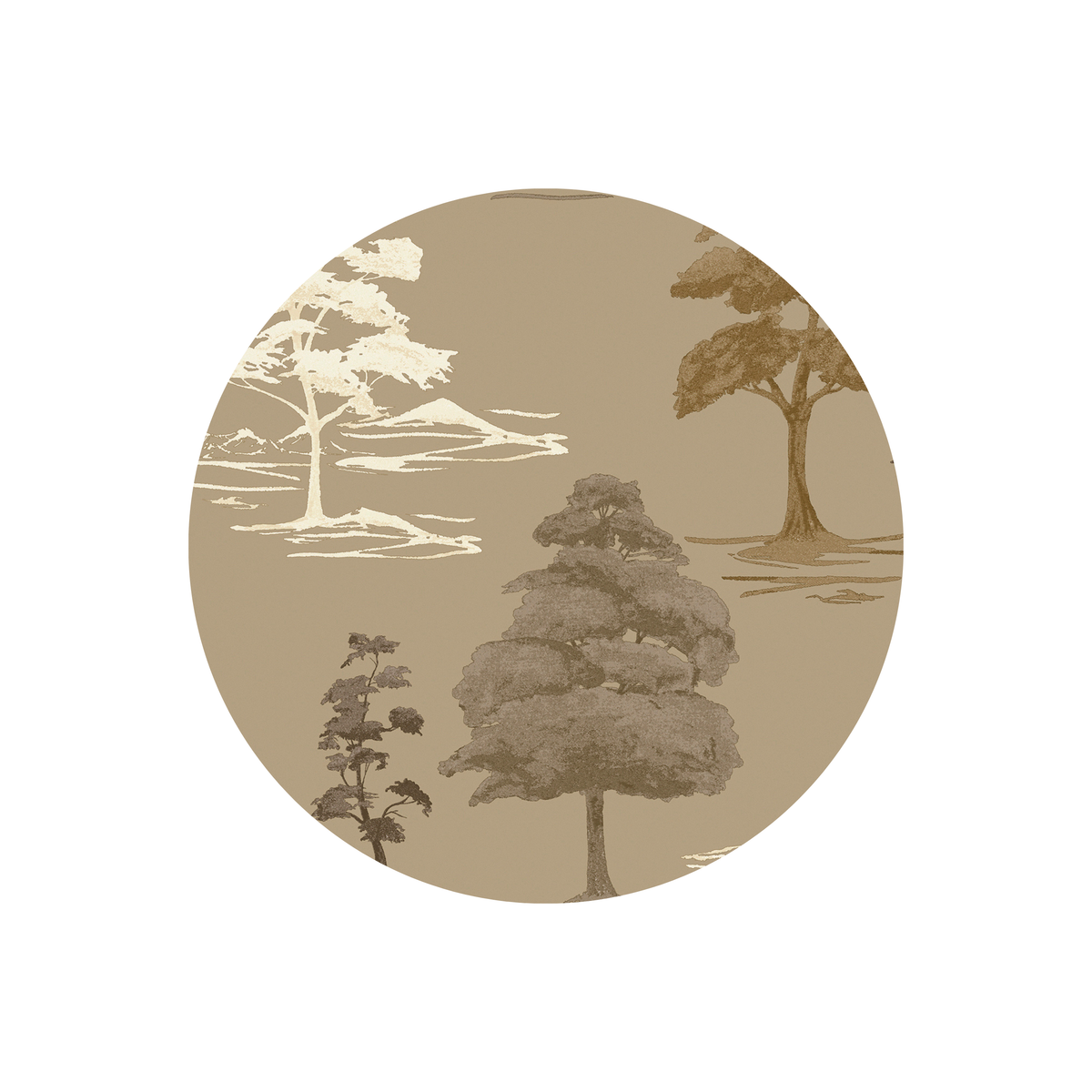 Arboria Gold Metallic Tree Print Patterned Wallpaper Sample