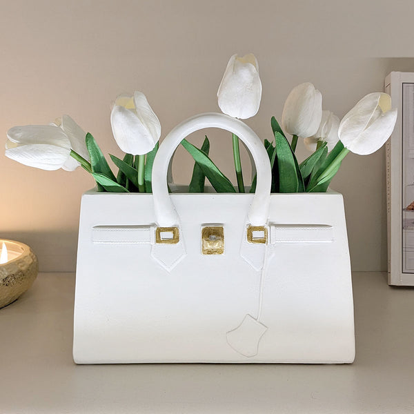 White Decorative Luxury Bag Vase