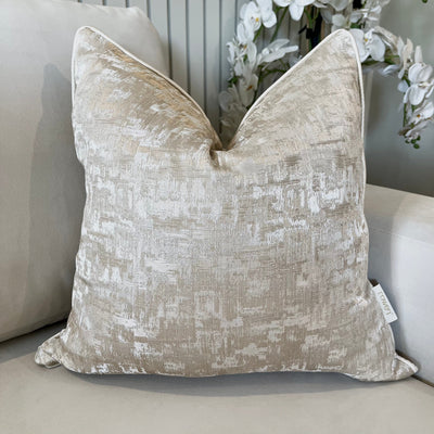 Evelyn Cream & Gold Metallic Patterned Cushion Cover - 50x50cm