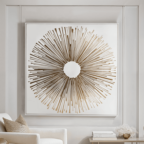 Aaliyah Golden Sunburst Large Framed Canvas Wall Art Accessories 