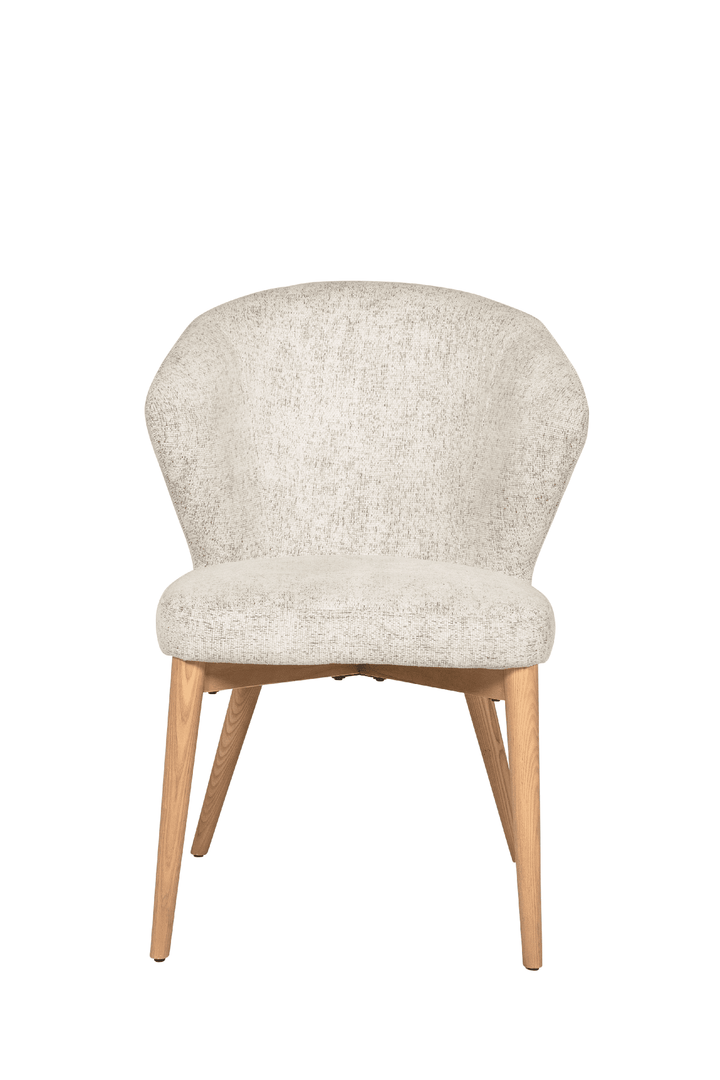 Abbey Neutral Textured Fabric Dining Chair with Wooden Legs Furniture 