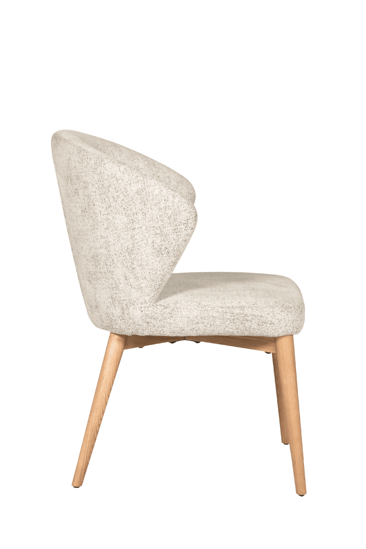 Abbey Neutral Textured Fabric Dining Chair with Wooden Legs Furniture 